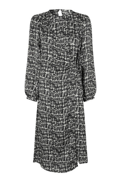 Galena Black and Cream Print Dress