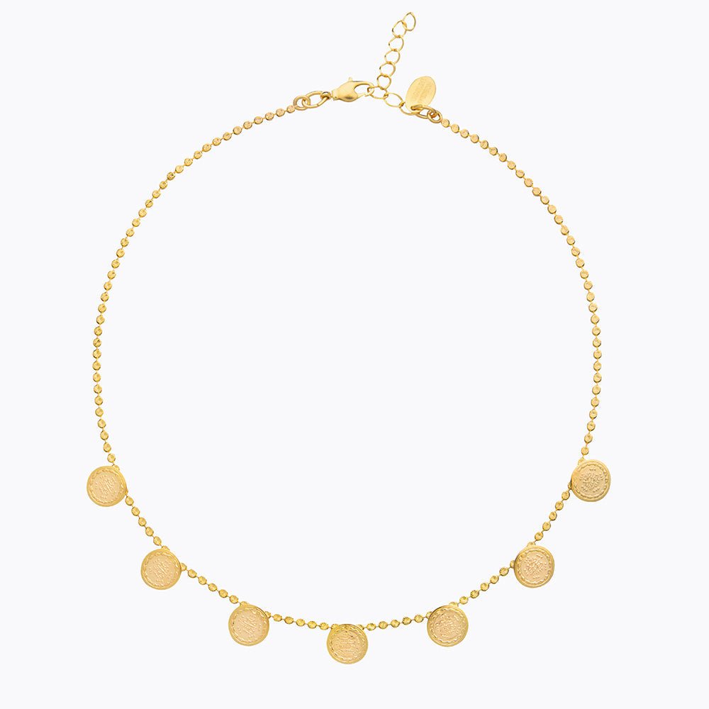 Multi Coin Necklace gold crystal