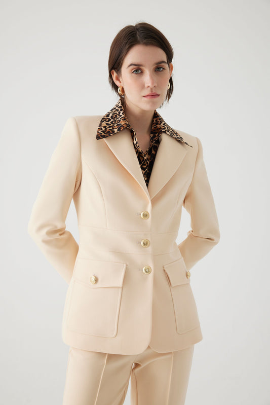 Antigone Rich Cream Fitted Suit Jacket