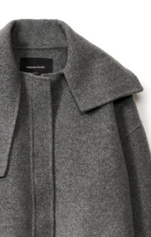 Boiled Wool Over Sized Bomber Jacket in Steel Grey