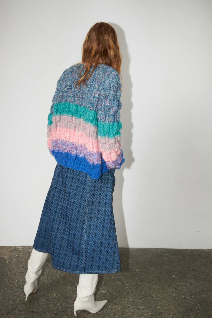 Arena Rainbow Cardigan In Blue Multi